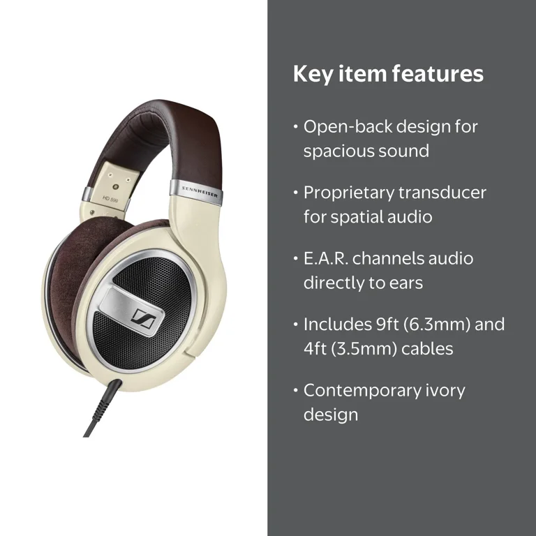 Sennheiser, Open Back Headphones, HD 599, Ivory with 9 ft. Cable