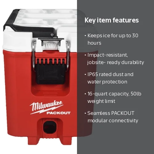 Milwaukee Tool PACKOUT 16QT Compact Cooler with Ice Chest and