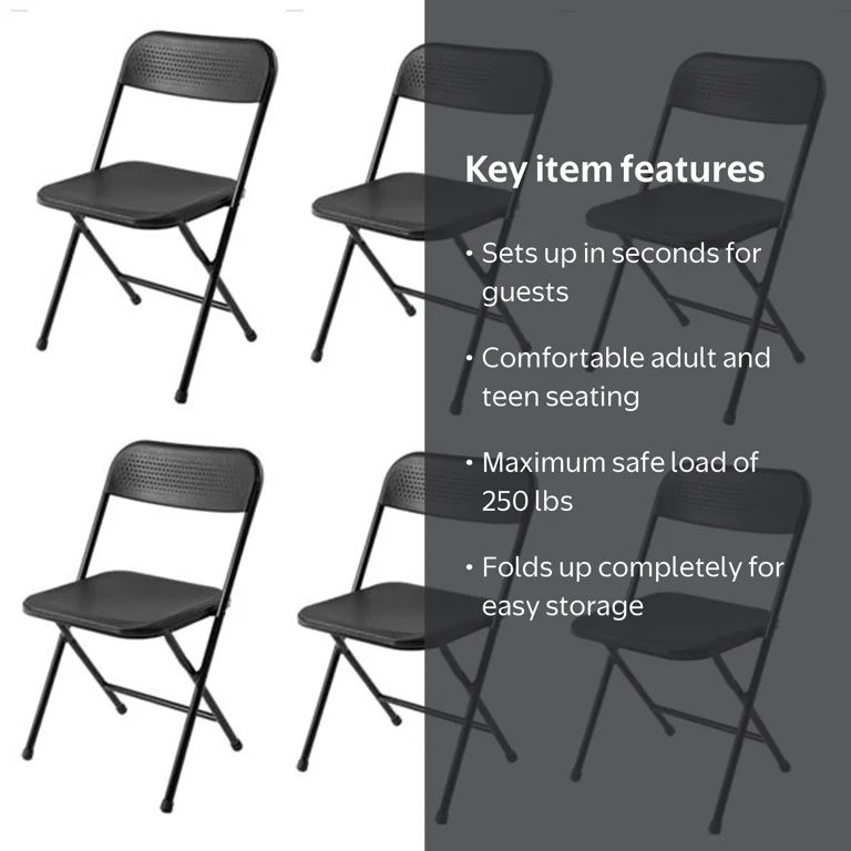 Mainstays Banquet Resin Folding Chair, Black (Set of 6) - Walmart.com