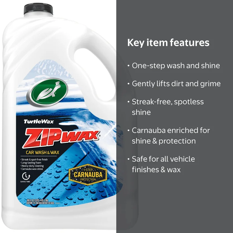 Turtle Wax 53870 Zip Wax Quick and Easy Car Wash and Wax, 100 oz