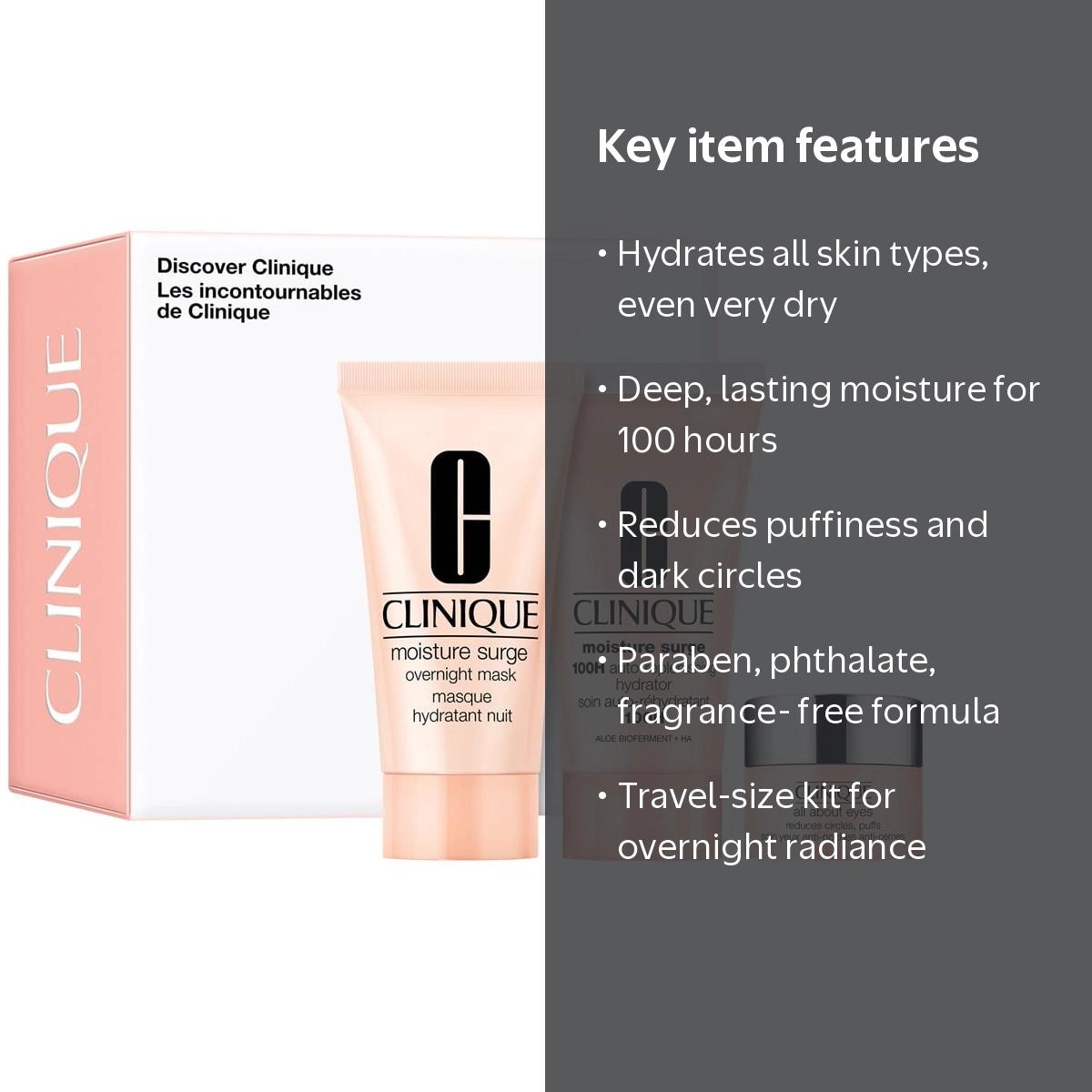 Clinique Discover 3 Piece Set, Moisture Surge 100H 1.0oz