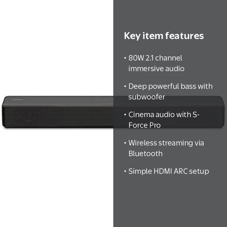 Sony 2.1 Channel 80W Wireless Bluetooth Soundbar - HT-S200F