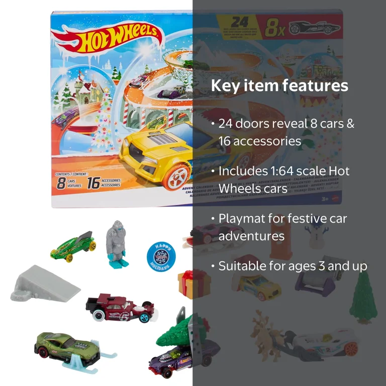 Hot Wheels, Advent Calendar, 24 Components, 8 Car and 16