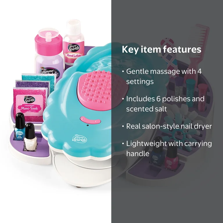 Cra-Z-Art Shimmer 'N Sparkle All-in-One Nail Spa Kit, 5-in-1, Ages