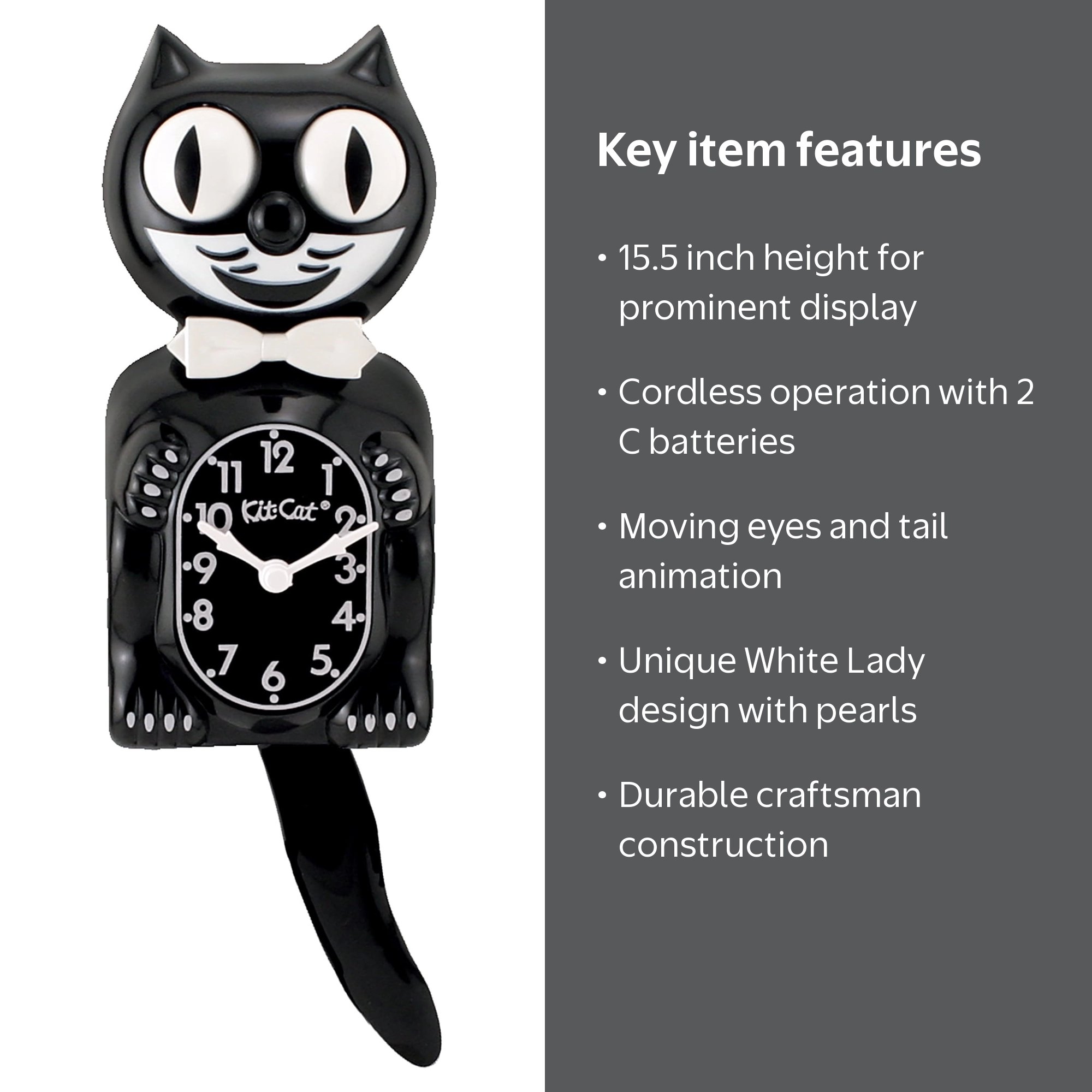 Kit-Cat Klock Limited Edition White Lady with Pearl Necklace