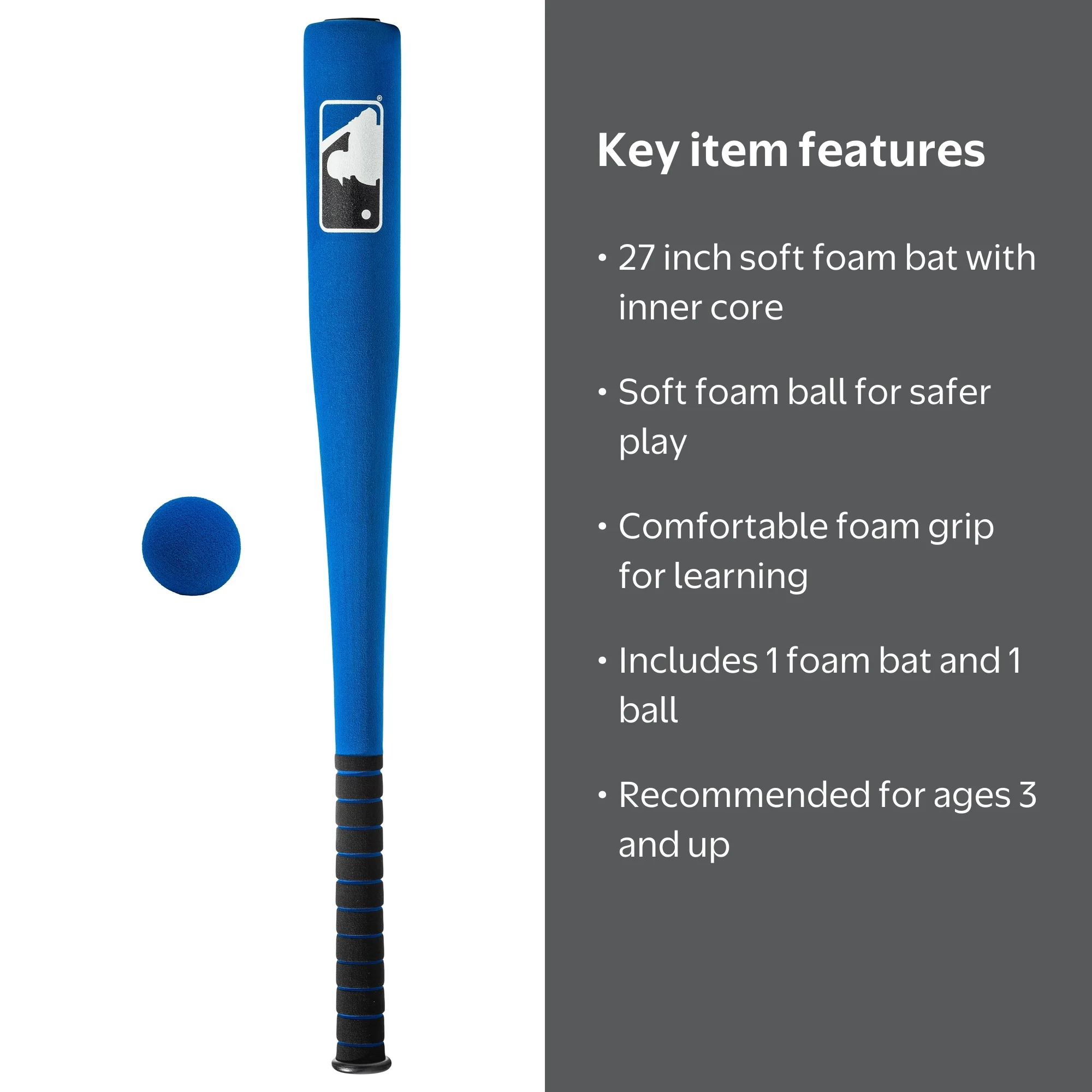 Franklin Sports Mlb Kids Baseball and Bat Set,Foam Blue, 27
