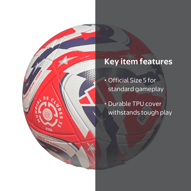adidas, FIFA Club World Cup League Soccer Ball, Size 5, White Blue