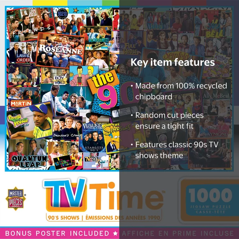 MasterPieces 1000 Piece Jigsaw Puzzle - Nostalgic 90s TV Shows for