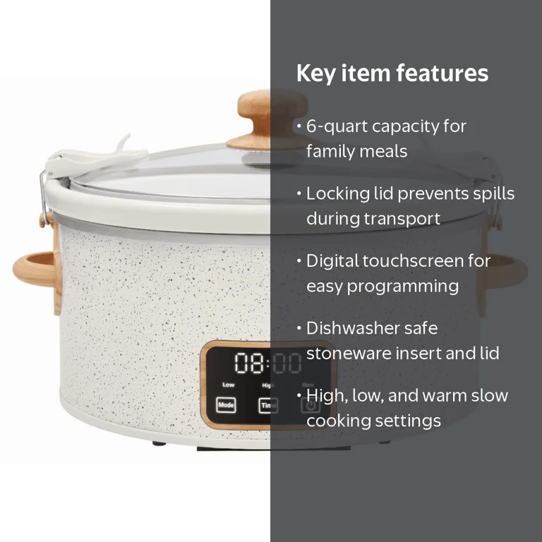 The Pioneer Woman 6 Qt Digital Slow Cooker with Locking Lid, Linen