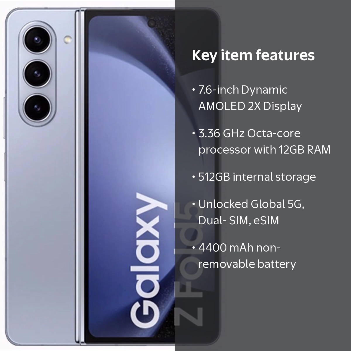 Samsung Galaxy Z Fold5 5G Smartphone, Dual-SIM, 512GB ROM + 12GB
