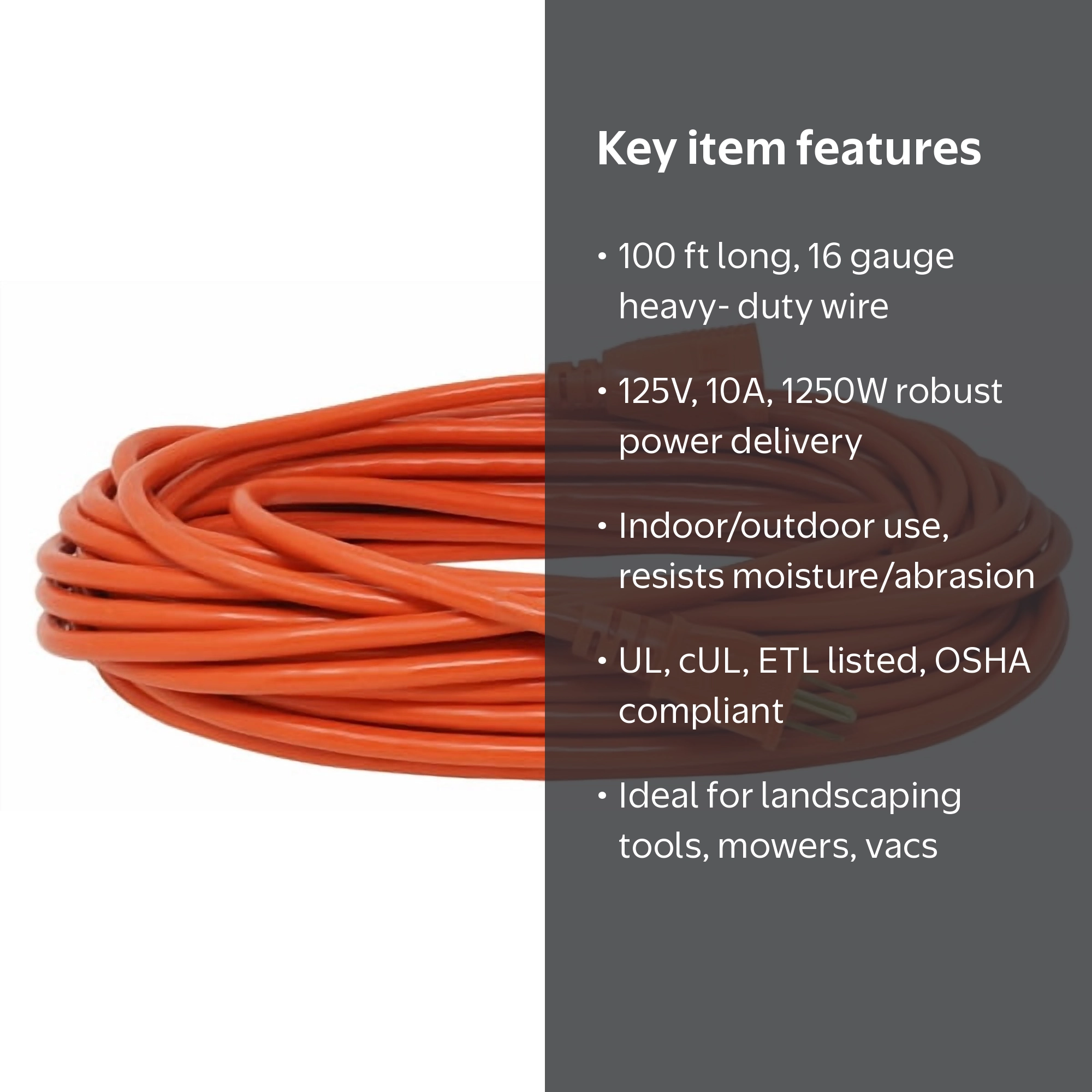 Woods, Extension Cord, 16 GA, Orange, 100' outdoor waterproof