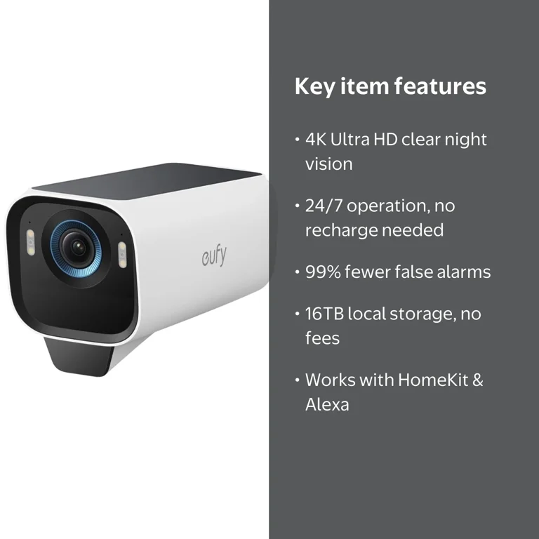 eufy Security eufyCam S3 Pro Add-on Cam, Solar Camera Outdoor