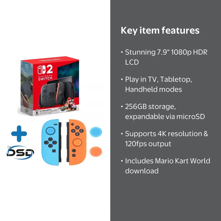 2025 Newest Nintendo Switch™ 2 + Mario Kart™ World Bundle with DSD