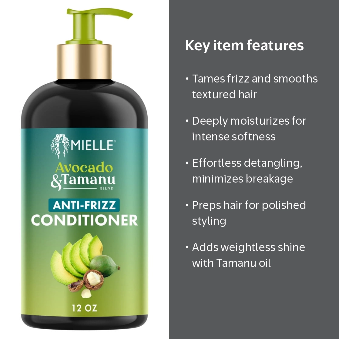 Mielle Avocado Tamanu Anti-Frizz Conditioner, 12 fl oz
