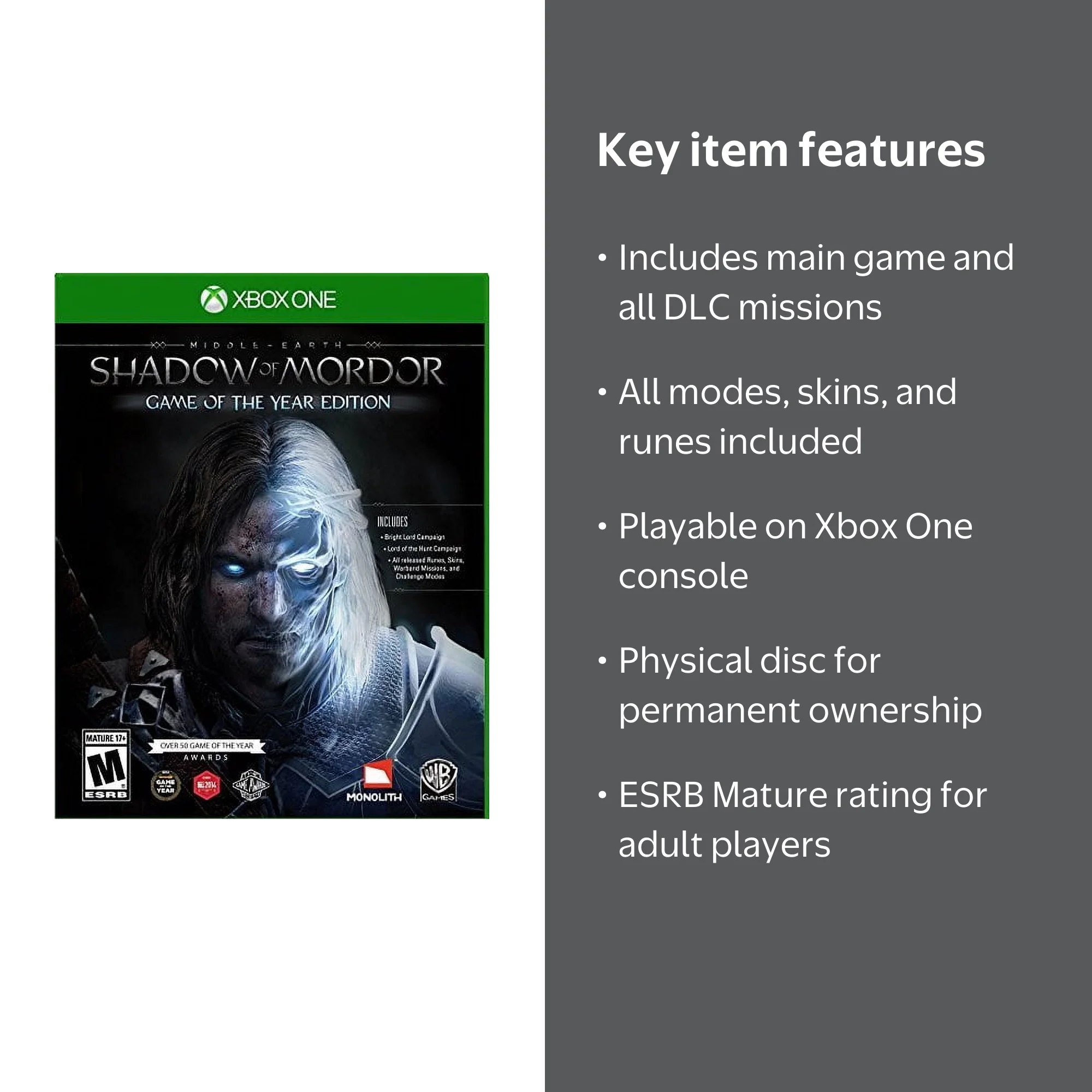 WHV Games: Middle Earth: Shadow of Mordor GOTY for Xbox One