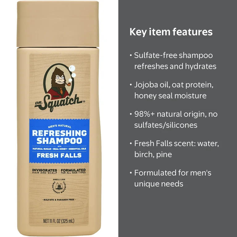 Dr. Squatch Mens Refreshing Shampoo, Hydrating Natural Sulfate