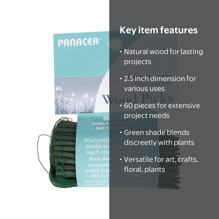 Panacea, Wood Floral Picks, 2.5 60pk, Green, Art/Crafts/Floral