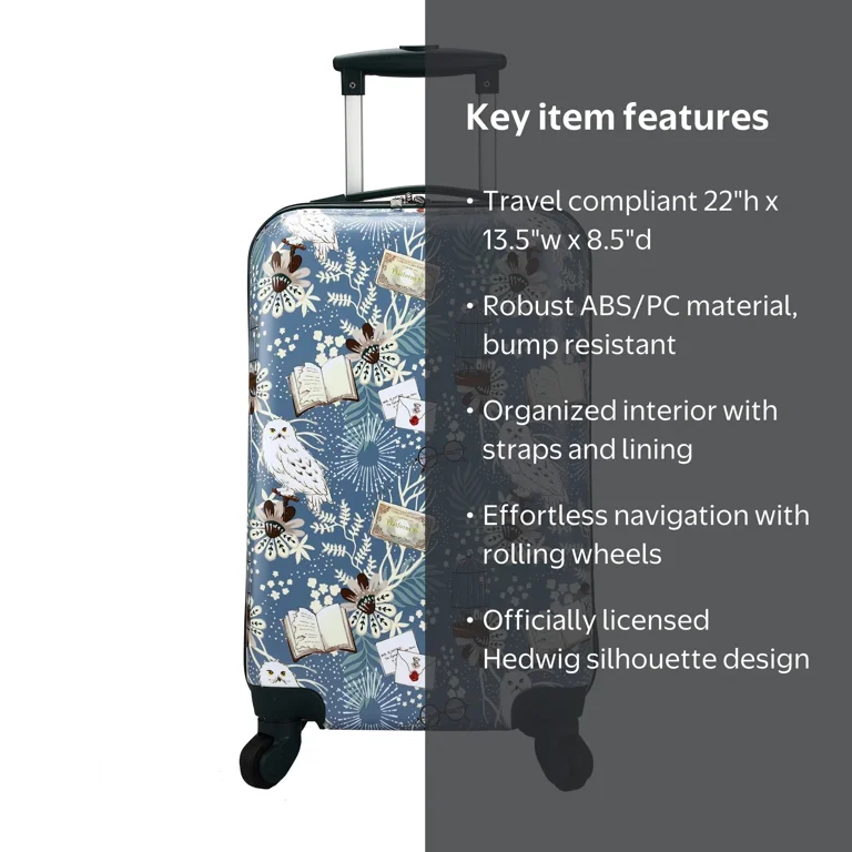 Harry Potter Hedwig 20 Inch Blue Carry-on Luggage with rolling