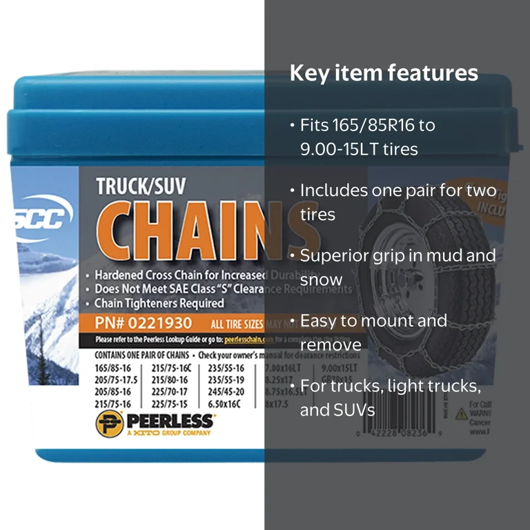 Peerless Chain 0221930 Tire Chains, 1 Pair, Winter Tire Traction