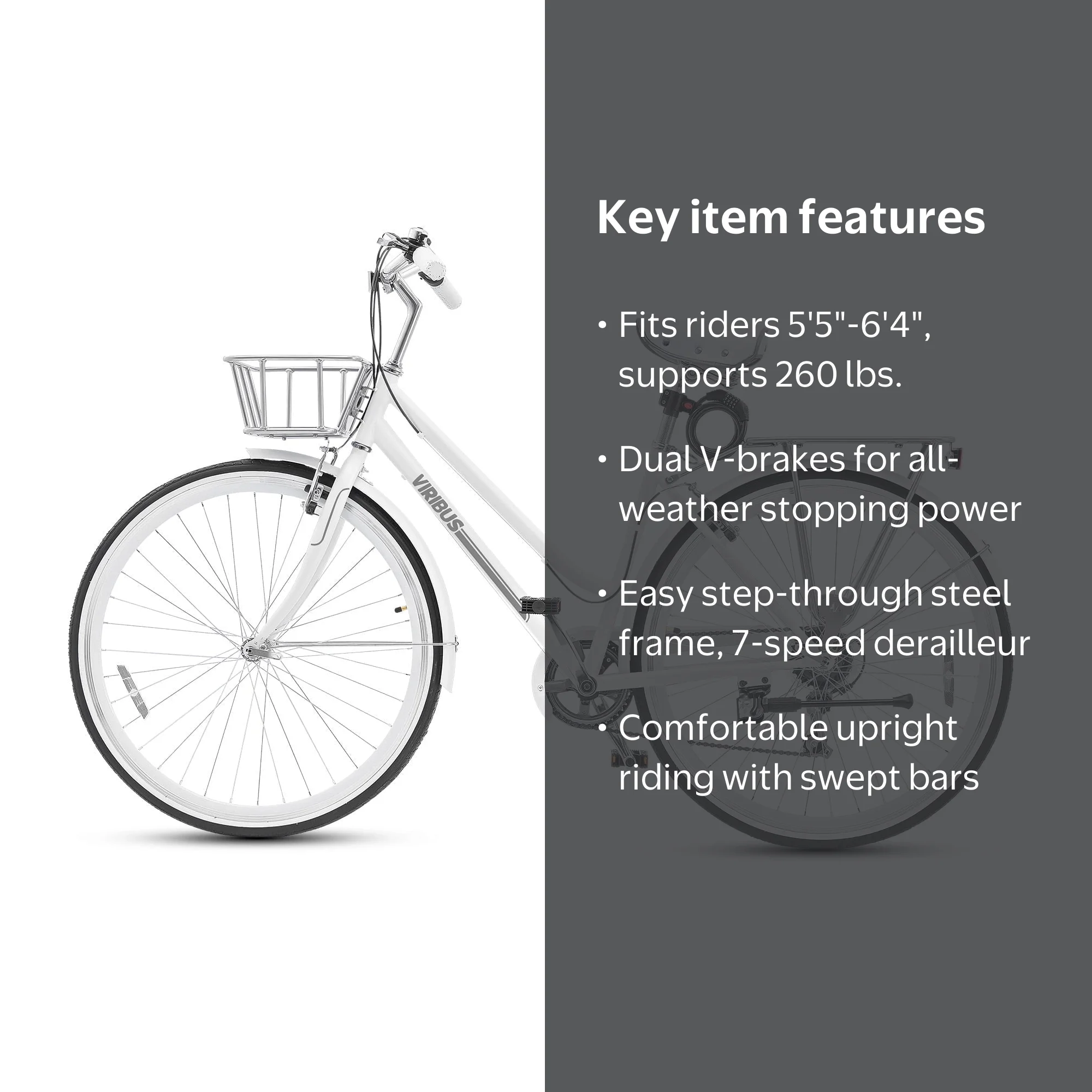 Hybrid Bike, 700c City Commute Cruiser Bike with 7 Speed