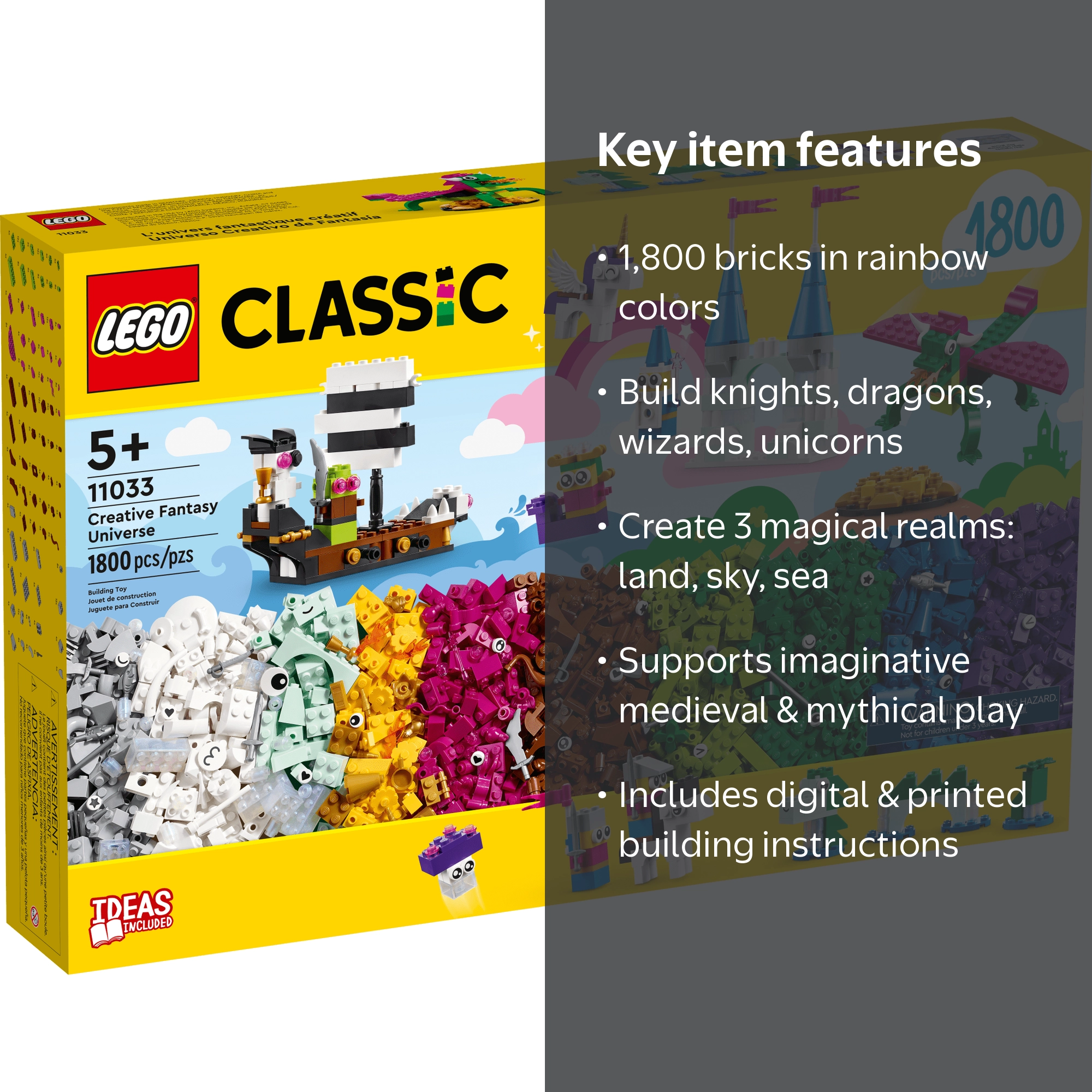 LEGO Classic Creative Fantasy Universe Set 11033, Unicorn, Castle