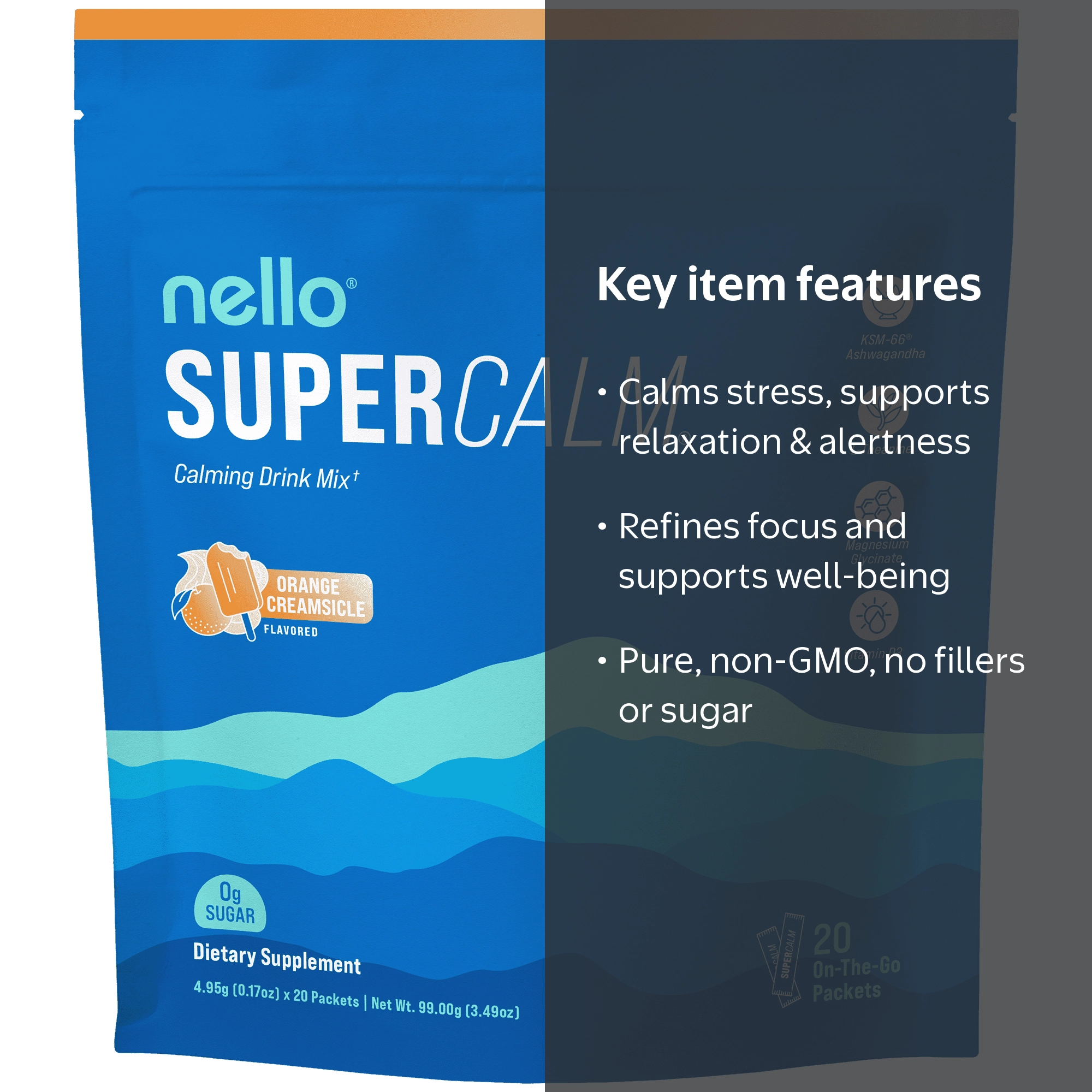 Nello Supercalm Drink Mix - Ashwagandha KSM 66, Magnesium