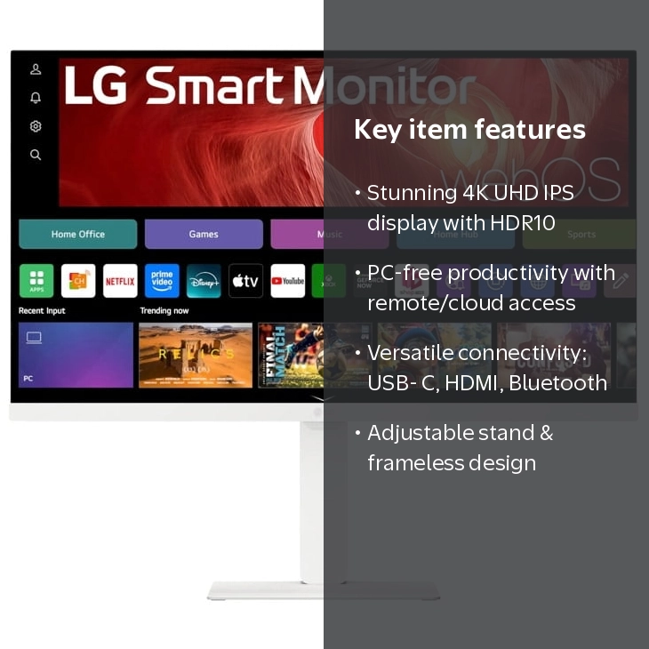 LG, Smart Monitor, 27-Inch 4K UHD IPS, HDR10, webOS - Walmart.com