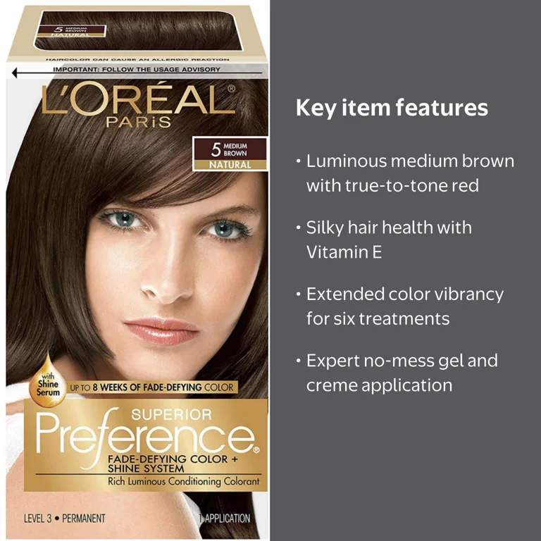 L'Oreal Paris Superior Preference Permanent Hair Dye, Medium Brown