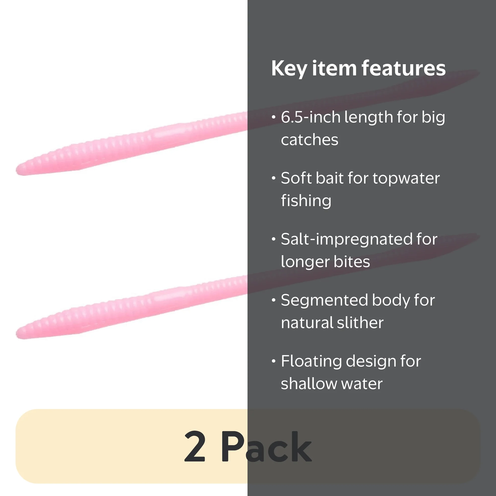 2 pack) Zoom Trick Worm 6.5'' Bubble Gum 20pk - Walmart.com