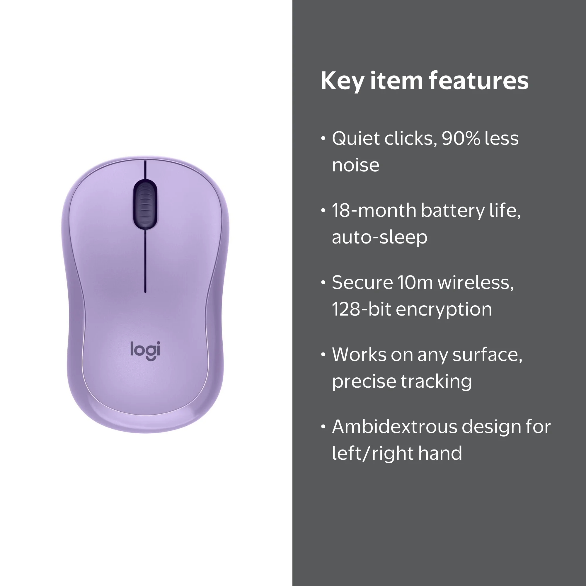Logitech Silent Wireless Mouse, Purple, Walmart Exclusive