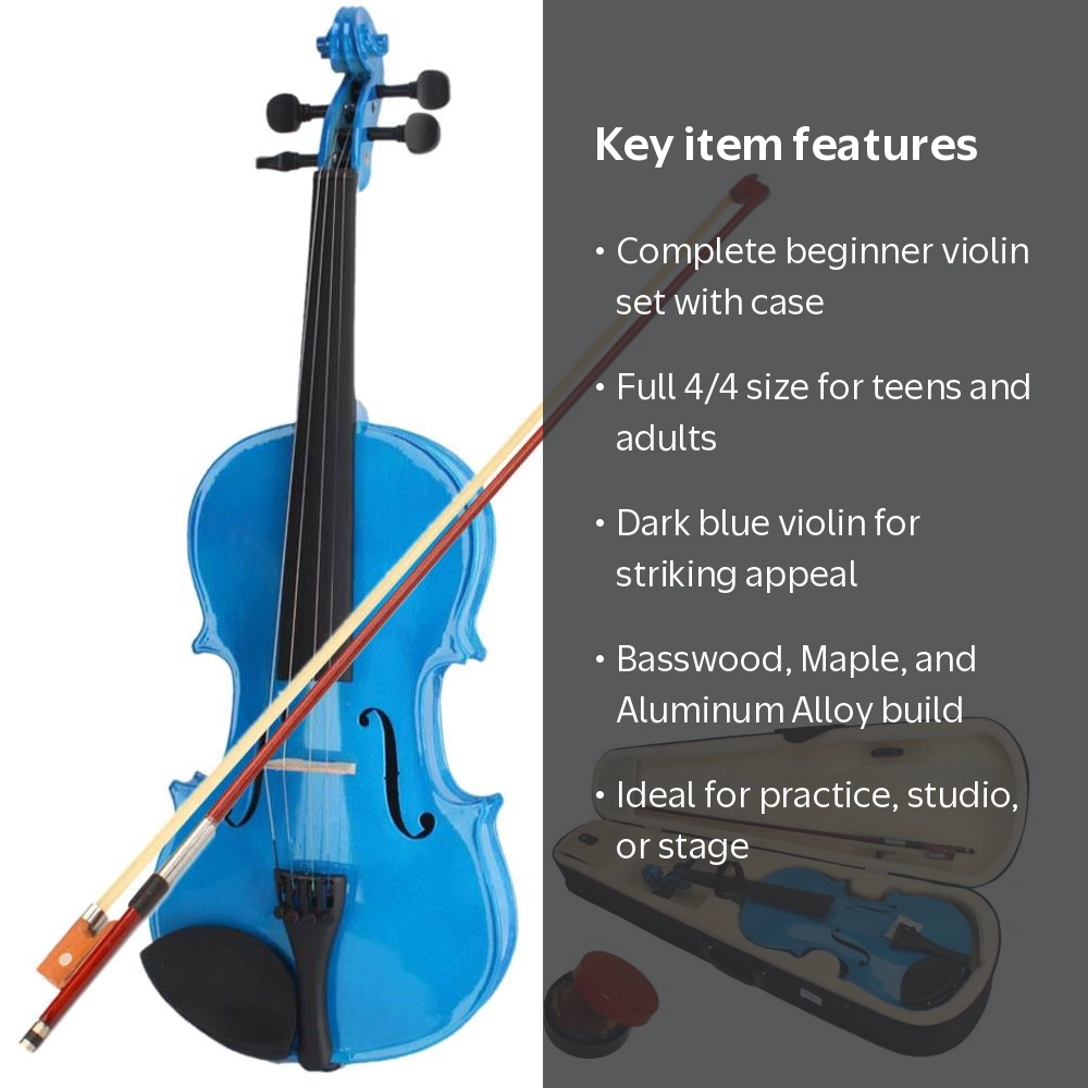 Ktaxon 4/4 Dark Blue Acoustic Violin, Adult Instrument for Sound