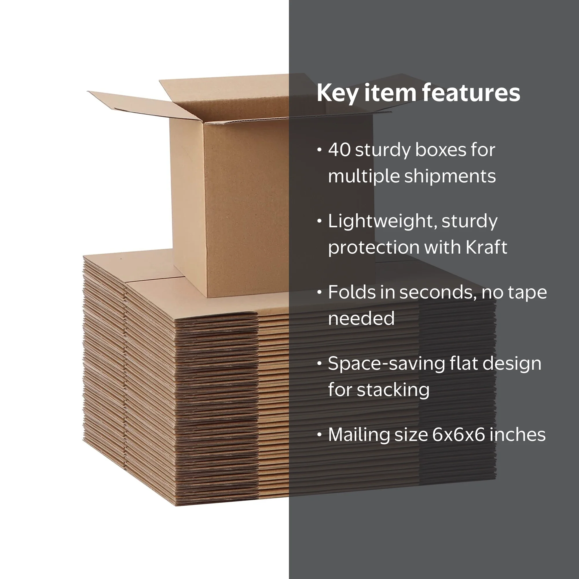 Calenzana, Shipping Boxes, 6x6x6, 40 Pack Brown Corrugated