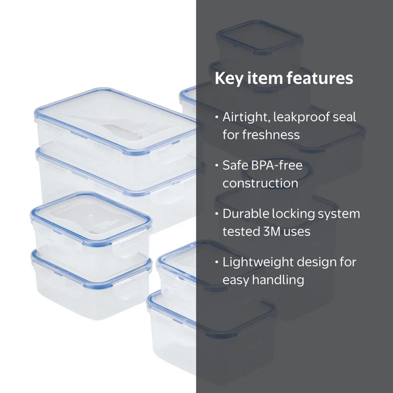LocknLock, Food Storage Container Set, 22 Piece, Leak-Proof
