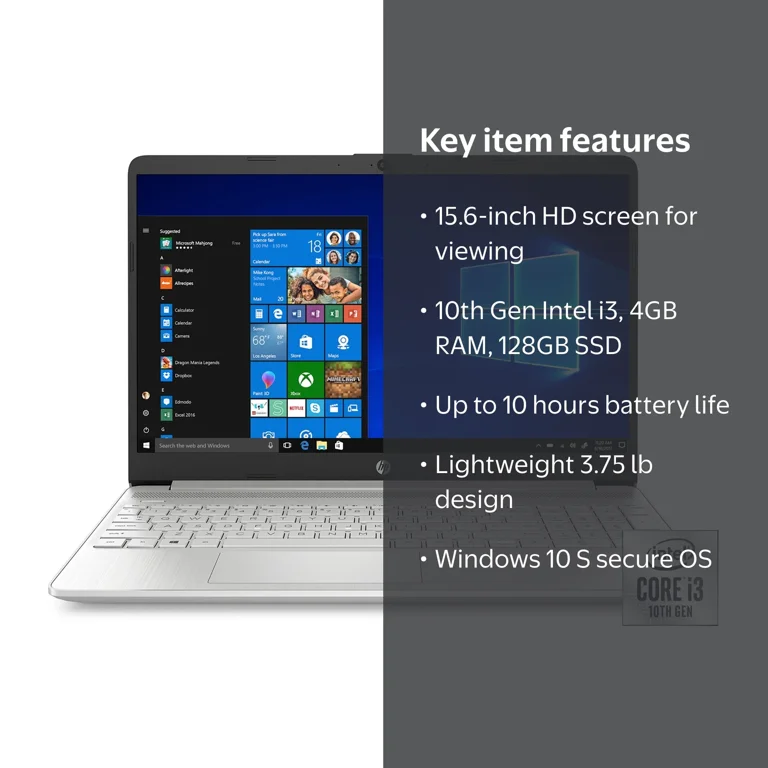 New HP 15 Windows Laptop, Intel Core i3, 4GB SDRAM, 128GB SSD