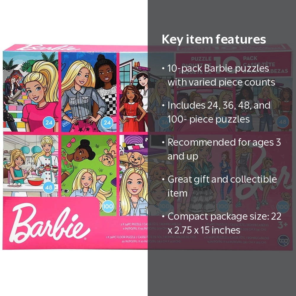 Barbie 10pk Puzzle( 24PCS 2SET, 36 PCS 1 SET, 48PCS 3 SET & 100