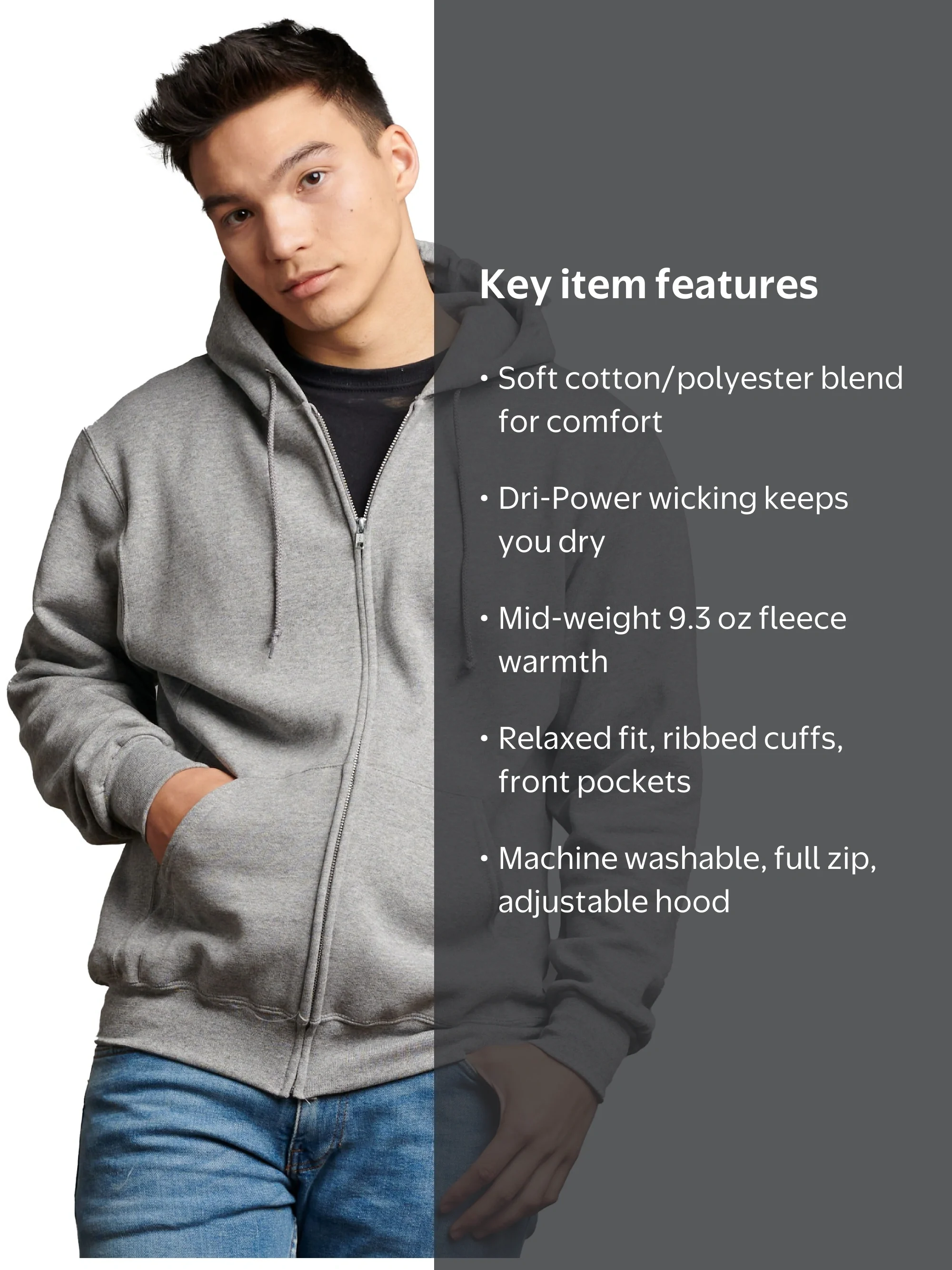 Russell Athletic Men's Dri-Power Fleece Full-Zip Hoodie Sweatshirt