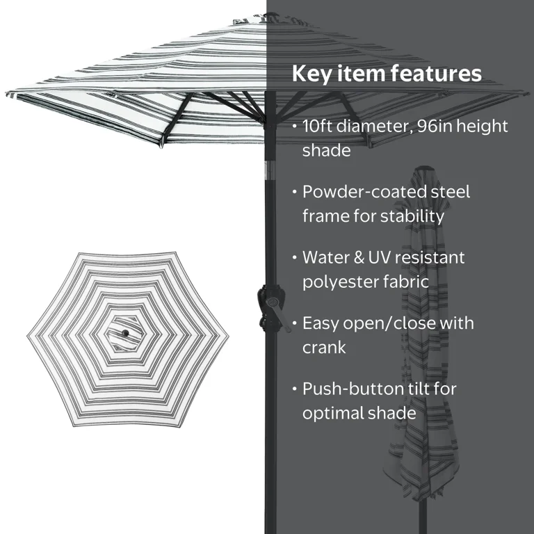 10ft outdoor steel market patio umbrella decoration w tilt crank Best Choice Products w/ Crank, Push Button, 6 Ribs, Orange Umbrellas Enjoy more shade at the perfect angle as you adjust the canopy to block the sun all day long Best Choice Products 10ft Outdoor