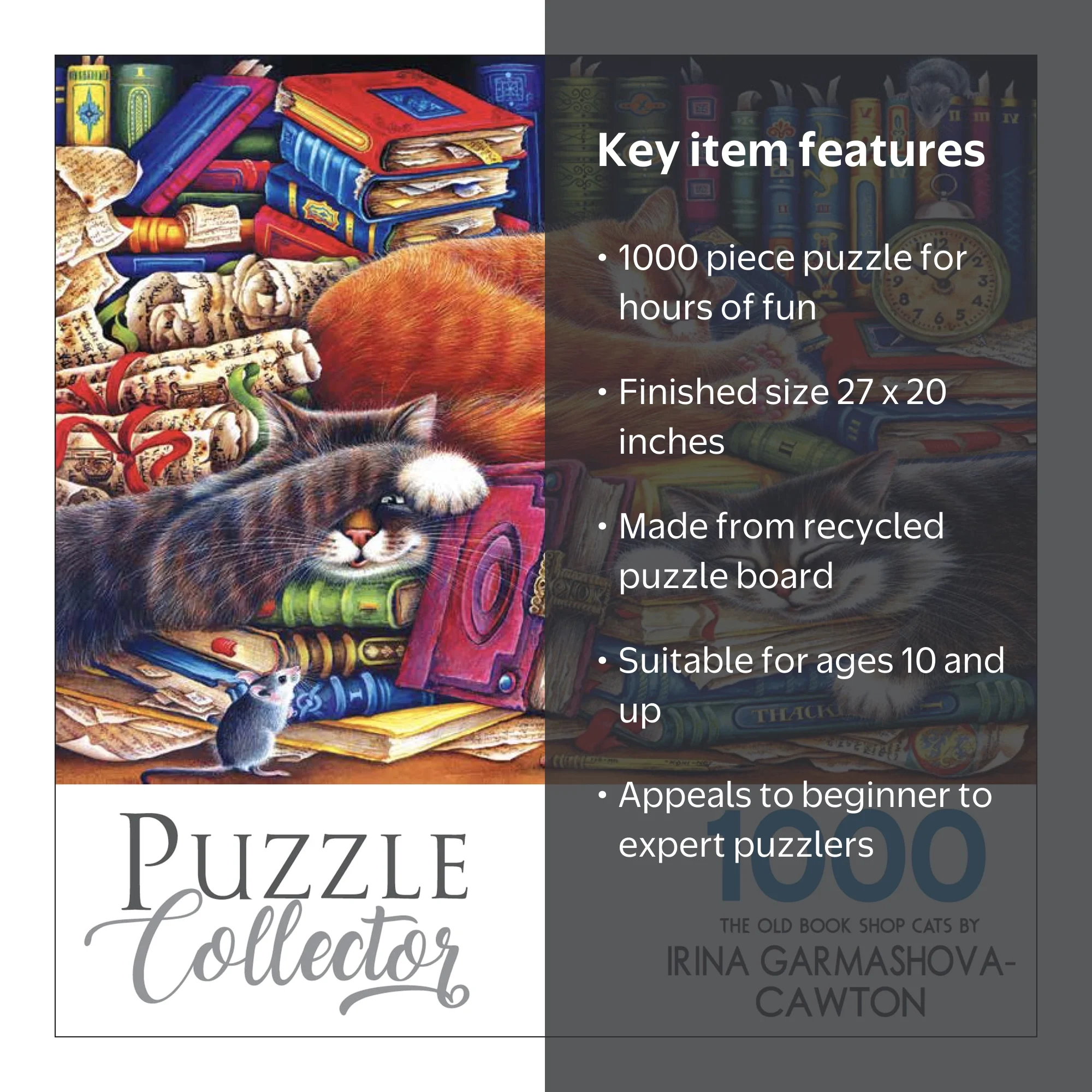 Cra-Z-Art Puzzle Collector 1000-Piece The Old Book Shop Cats