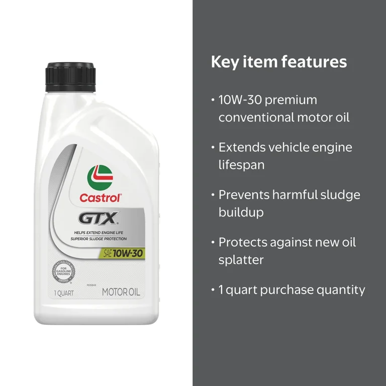 Castrol GTX 10W-30 Conventional Motor Oil, 1 Quart - Walmart.com