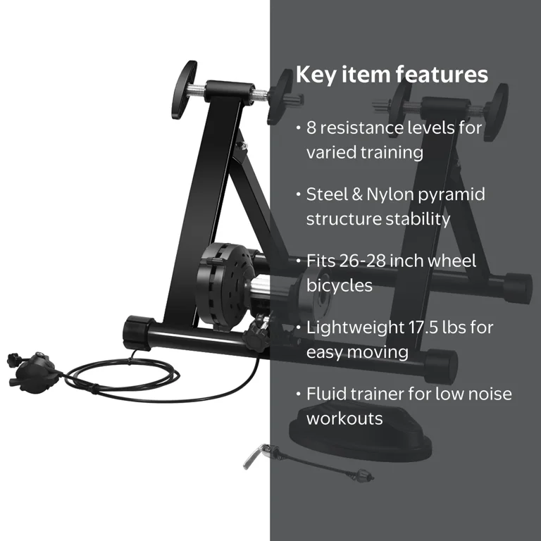 bicycle trainer stationary bike cycle stand VEVOR Trainer, 26-29 Inch & 700C Wheels, Foldable Fluid for Indoor Exercise Riding with Quick Release Skewer & Front Wheel Riser Block, Fits Road Bikes With a max load of 135kg/ 298lbs Alpcour Fluid Bike Trainer Stand
