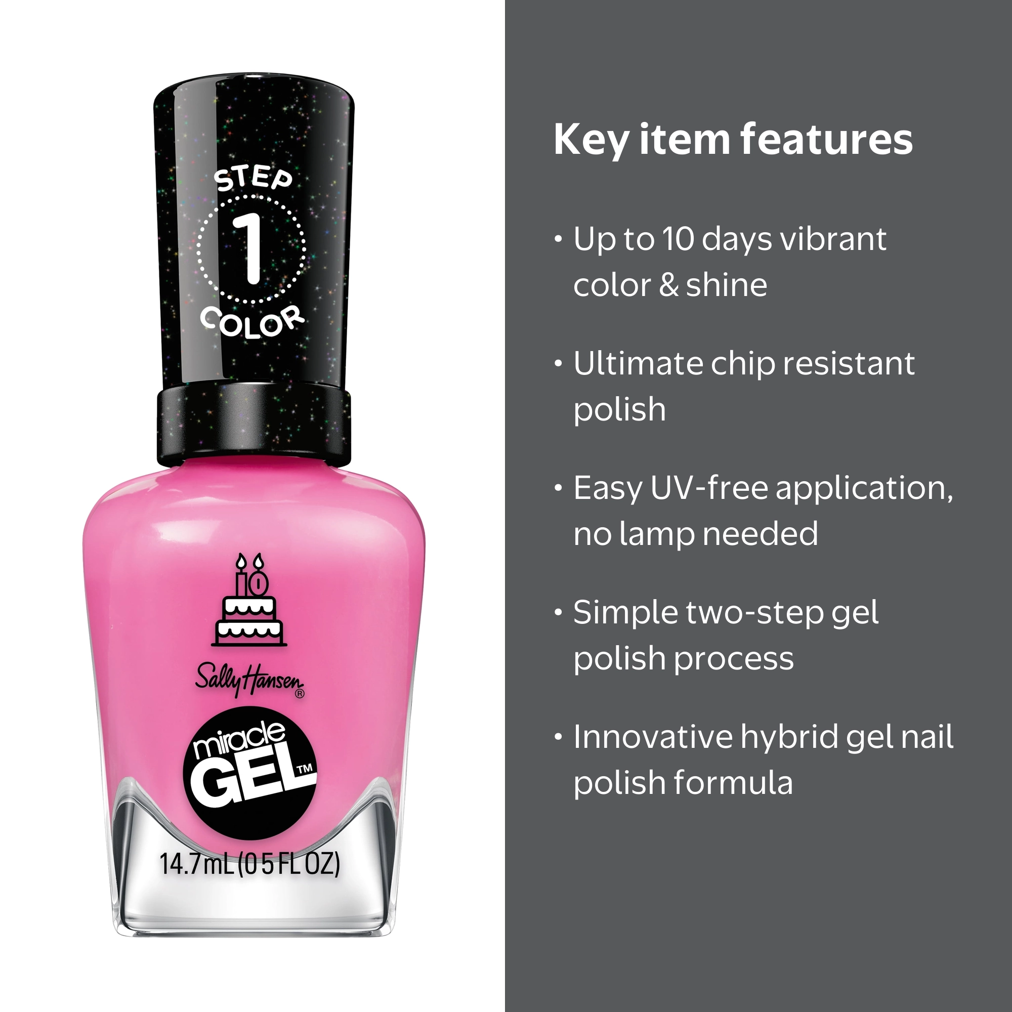 Sally Hansen, Miracle Gel Nail Polish, 340 Party of Hue, 0.5 fl oz