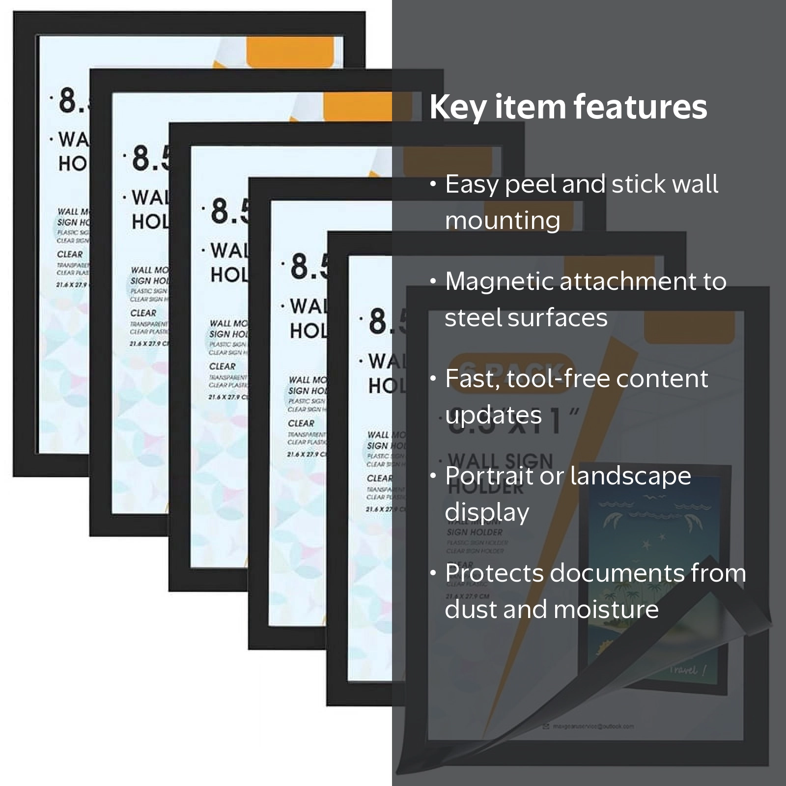 Quantic Magnetica 限定クリアーヴァイナル サイン付ポスター付 Sign Holder 8.5 x 11 Wall Mount, Magnetic Clear Plastic Sign