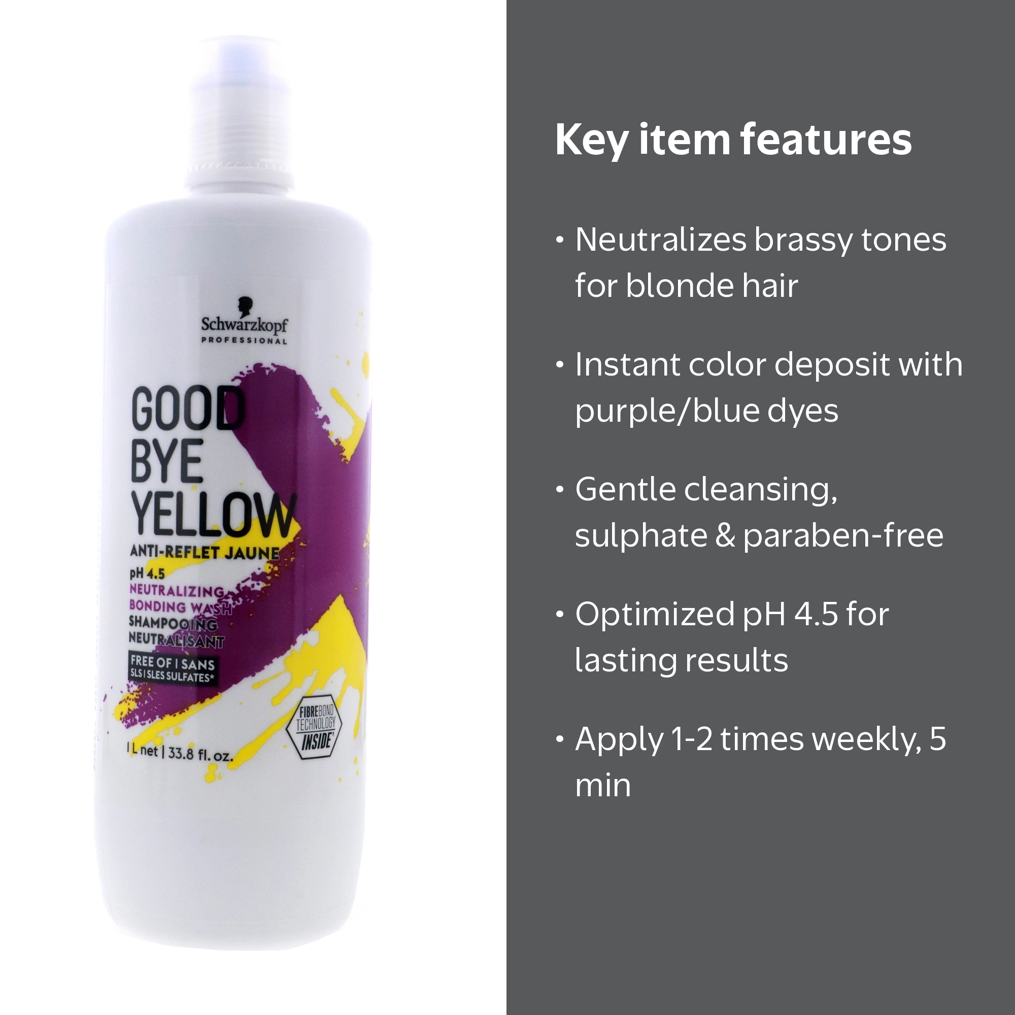 Schwarzkopf, Bonding Wash, Neutralizing Purple Shampoo, 33.8 oz