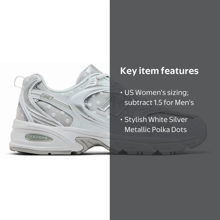 New Balance, Shoes, U530HFW, White Silver Metallic Polka Dots