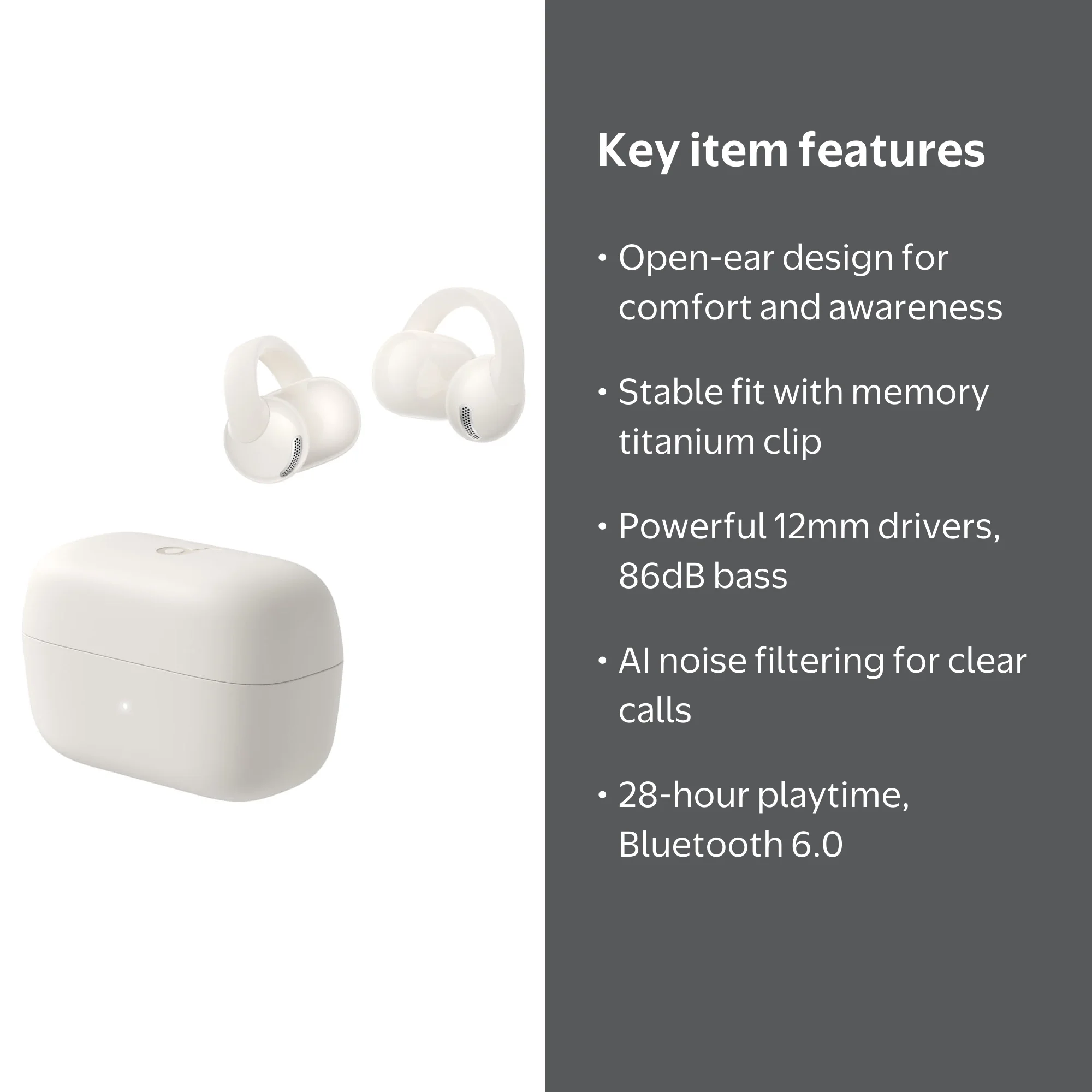Soundcore C50i by Anker, Open-Ear Clip-On Earbuds, 12mm Drivers