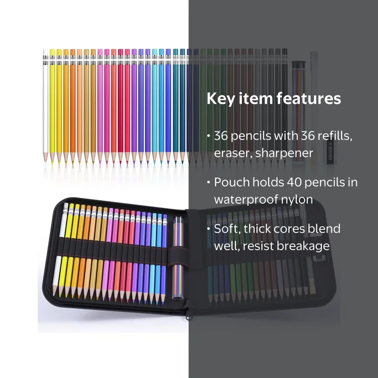 Four Candies 36 PCS Colored Pencils Set with Sharpener and Bag
