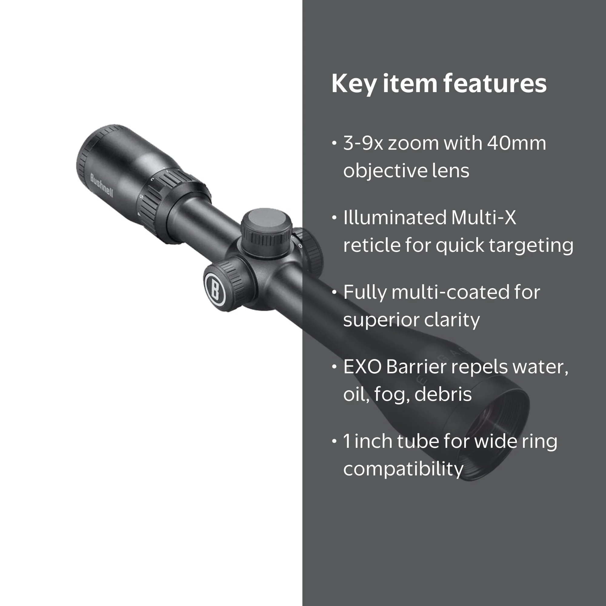 Bushnell Engage 3-9x40mm Rifle Scope, 1 Inch Tube, Illuminated