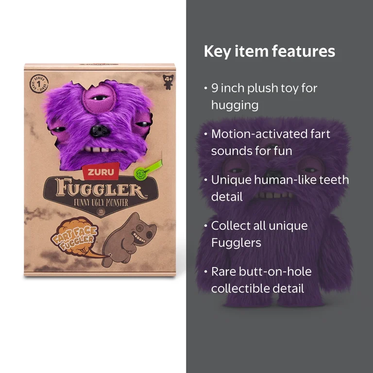 Fuggler, Fart Face 9 inch Plush, Alien, Soft Ugly Monster Toy