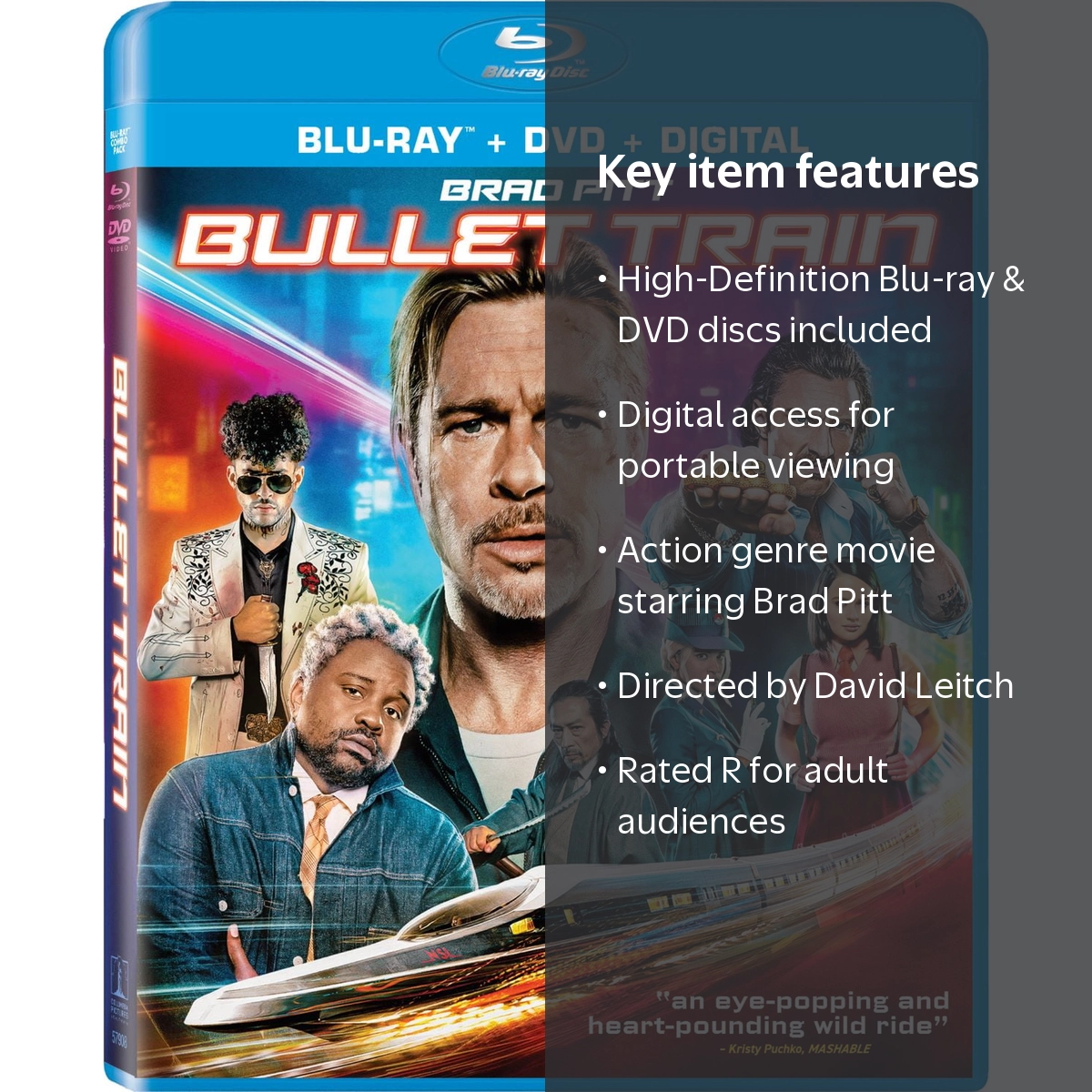 Bullet Train - Action Movie Set, Starring Brad Pitt (Blu-Ray + DVD