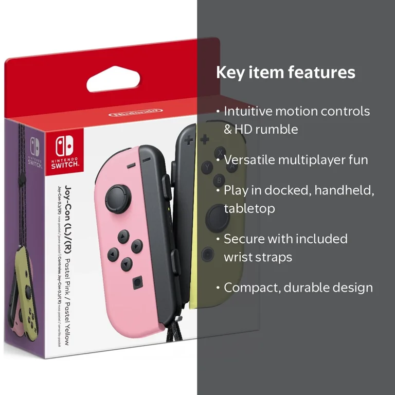 Nintendo, Joy-Con, Pastel Pink (L), Pastel Yellow (R) - Walmart.com